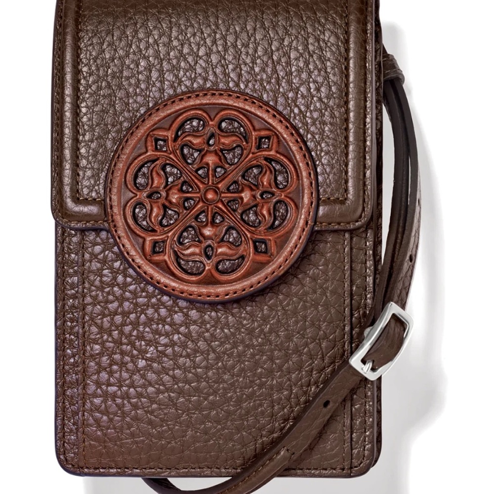 Brighton Ferrara Brown Leather Phone Case with Intricate Design - New